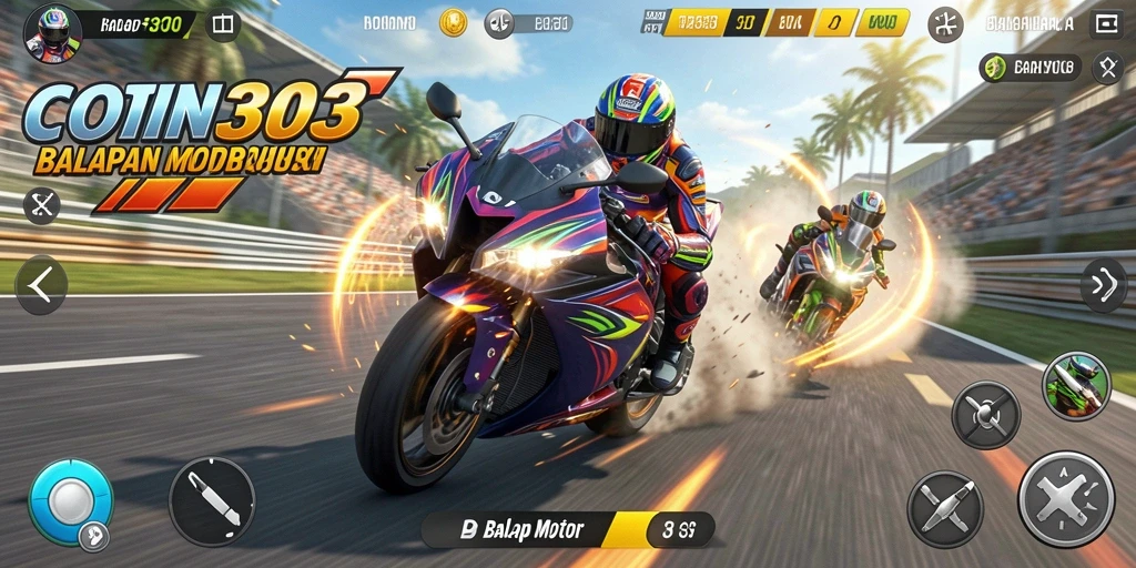 Tampilan antarmuka game Balap Motor COIN303 yang menarik dan intuitif.
