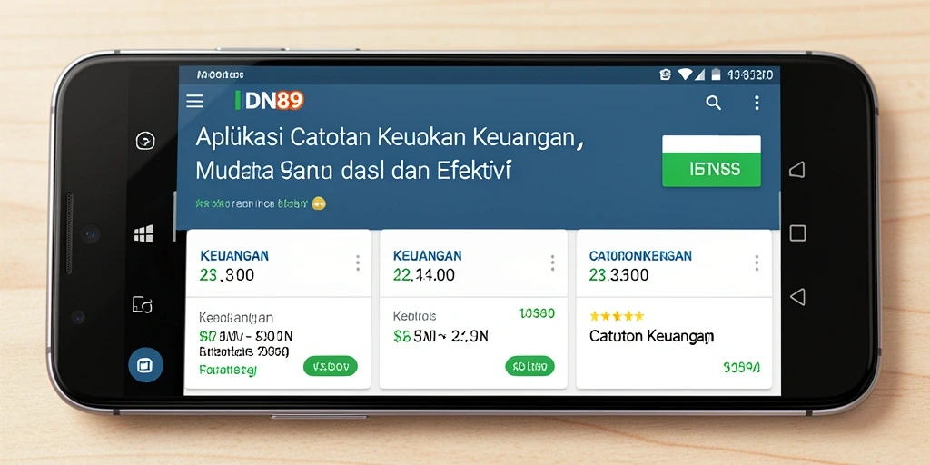 Tampilan antarmuka aplikasi IDN89 yang sederhana dan fungsional untuk Catatan Keuangan.