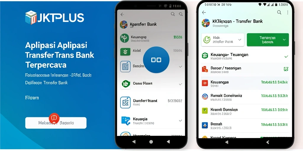Tampilan antarmuka aplikasi JKTPLUS yang user-friendly untuk transfer bank.