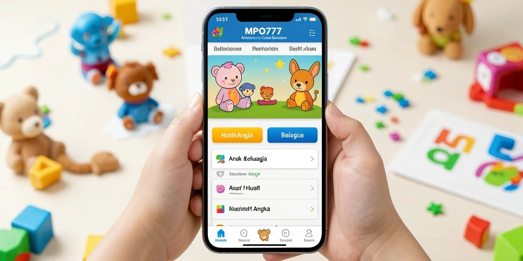 Antarmuka aplikasi MPO777 dengan berbagai fitur belajar huruf dan angka.