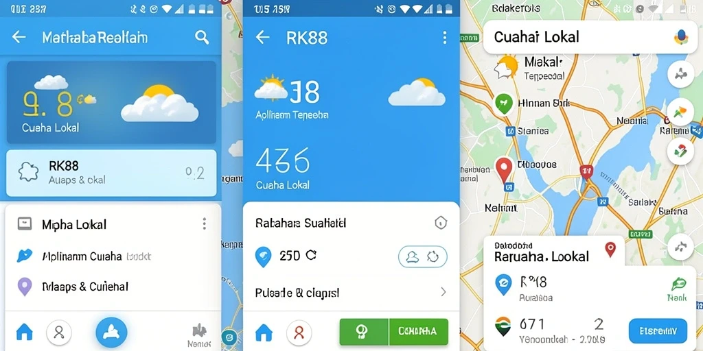 Antarmuka RK88 menampilkan informasi cuaca lokal secara jelas dan informatif.